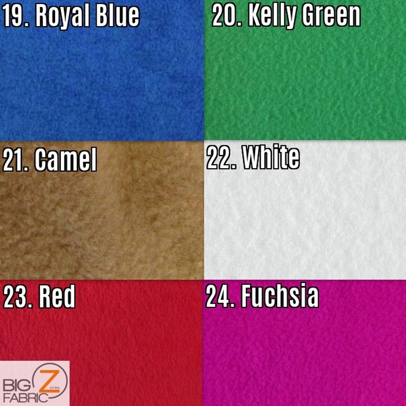 Solid Polar Fleece Anti-Pill Fabric 36 COLORS Sold By The Yard 60 Width Winter Polar Blankets Covers 2 Sided Brushed image 5