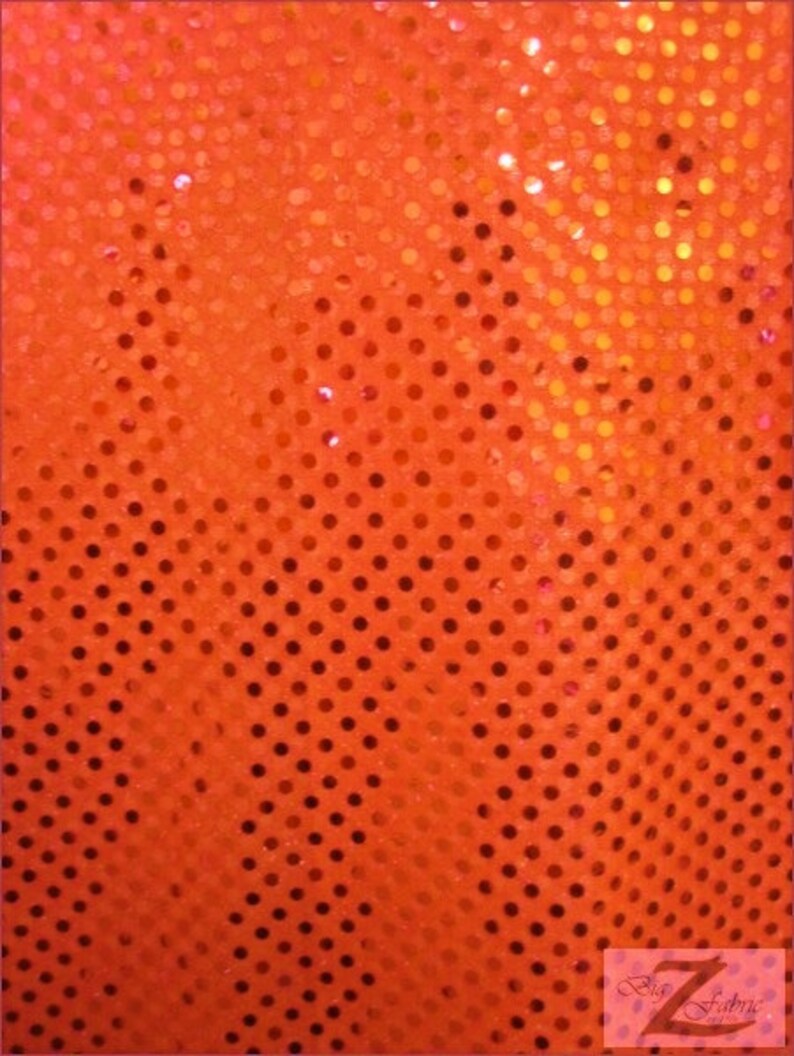 Small Dot Confetti Sequins Fabric NEON ORANGE Sold By The Yard Clothing Accessories Fashion Dress Table Runner Party Decor image 1