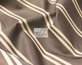 May include: Brown and white striped fabric with a diagonal pattern. The fabric is smooth and has a subtle sheen.