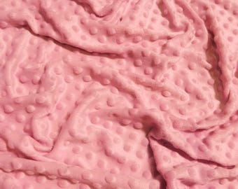Tessuto Minky Dimple Dot - ROSA - 58/60" di larghezza, tagliato su misura, copertina morbida rialzata per bambini