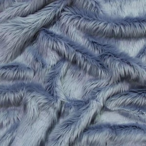 Solid Shaggy Faux Fur Fabric - DUSTY BLUE - Sold By The Yard 60&quot; Width Coats Costumes Scarfs Rugs Props Long Pile