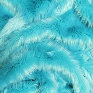 Solid Shaggy Faux Fur Fabric - TURQUOISE - Sold By The Yard 60&quot; Width Coats Costumes Scarfs Rugs Props Long Pile