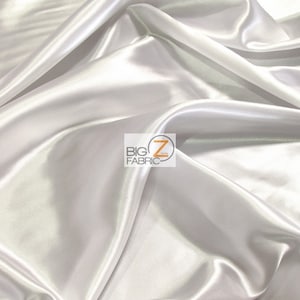 Solid Medium Weight Shiny Satin Fabric - WHITE - Sold By The Yard Iridescent Gown Dress Skirts Tops Wedding