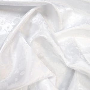 Floral Rose Jacquard Satin Fabric - WHITE - 60&quot; Width Sold By The Yard