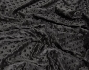 Tecido Minky com Bolinhas - PRETO - 147/152 cm de Largura - Vendido por Metro - Ideal para Fazer Mantas Macias e Acolchoadas para Bebês