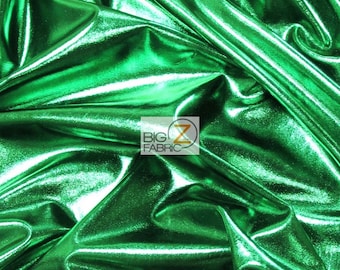 Metallic Foil Spandex Fabric - GREEN - Sold By The Yard 2 Way Stretch Shiny DIY Apparel Accessories Lining