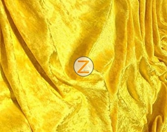 Crushed Stretch Velvet Costume Fabric - YELLOW - 54"/55" Width Sold By The Yard DIY Apparel Accessories Fashion