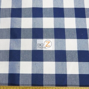 Checkered Gingham Poly Cotton Fabric - NAVY BLUE - 57"/59" Width Sold By The Yard