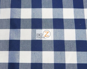 Geruite Gingham Poly Katoen Stof - NAVY BLUE - 57 "/59" Breedte Verkocht op maat gesneden