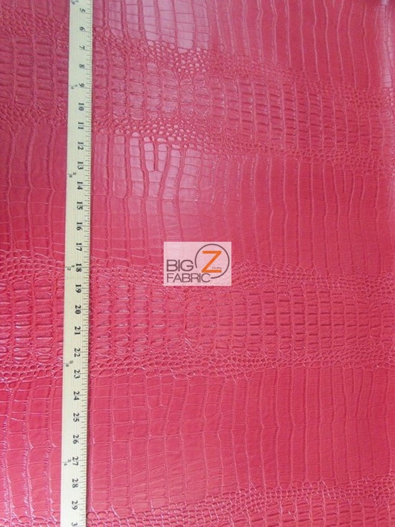 Big Nile Crocodile Faux Fake Leather Vinyl Fabric DEATH BLACK By Yard Embossed Upholstery Synthetic Grain