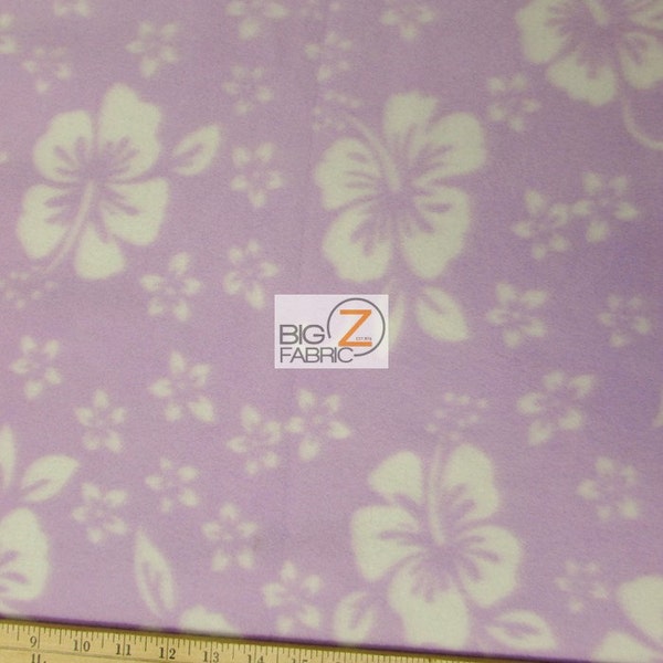 Hawaiian Flower Fleece Fabric - LAVENDER - Sold By The Yard 60" Width (243)