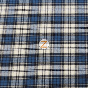 Tkanina flanelowa w kratę Tartan Plaid Uniform Apparel - NIEBIESKI/BIAŁY/OLIWKOWY - cięte na wymiar Piżamy Koszule Odzież 10