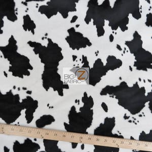 Cow Print Velboa Faux Fur - Black/White - Sold By The Yard  - 58&quot;/60&quot; Width