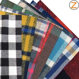 Heavy Tartan Plaid Uniform Apparel Flannel Fabric - 6 COLORS - 58&quot; Width By The Yard DIY Pajamas Shirts Clothing Bed Spreads