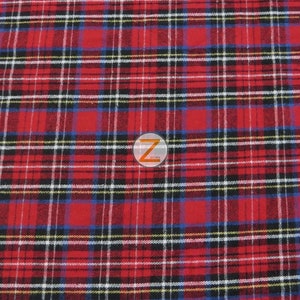 Tartán Plaid Uniforme Ropa Tela de franela - ROJO / MULTICOLOR - corte a medida Camisas de pijama Ropa # 16