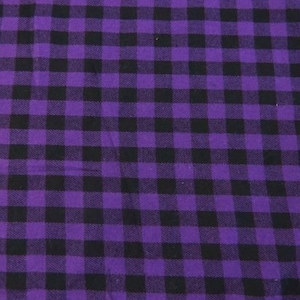 Tartan Plaid Uniform Apparel Flannel Fabric - Mini Buffalo Purple/Black - 60&quot; Wide By The Yard Pajamas Shirts Clothing #U