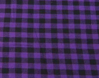 Tartan Plaid Uniform Apparel Flannel Fabric - Mini Buffalo Purple/Black - 60" Wide By The Yard Pajamas Shirts Clothing #U