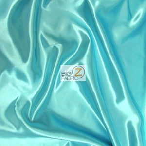 Solid Shiny Bridal Satin Fabric - AQUA - By The Yard Bridesmaid Dresses Table Runners Wedding Gowns Party Decorations