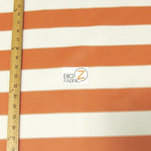 2 Tone Stripe Deck Outdoor Waterproof Fabric - ORANGE/OFF WHITE - 60" Width By The Yard