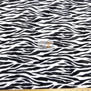 Zebra Print Velboa Faux Fur - White/Black Small Stripe - 58"/60" Width Sold By The Yard