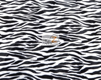 Zebra Print Velboa Faux Fur - White/Black Small Stripe - 58"/60" Width Sold By The Yard
