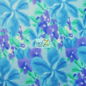 Fleece Printed Fabric - Flower Fusion Blooms - Sold By The Yard (ST-026) Warm Blanket Decor Anti-Pill Clothing Sweaters
