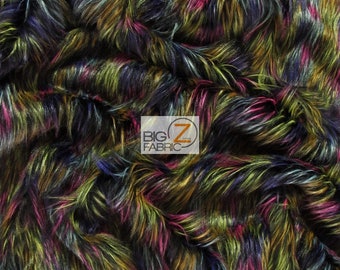 Fireworks Shaggy Faux Fur Long Pile Fabric - MULTI #4 - By The Yard DIY Costume Clothing Accessories Scarf Coats Rugs