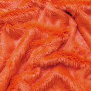 Solid Shaggy Faux Fur Fabric - TANGERINE - Sold By The Yard 60&quot; Width Coats Costumes Scarfs Rugs Props Long Pile