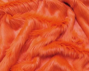 Solid Shaggy Faux Fur Fabric - TANGERINE - Sold By The Yard 60" Width Coats Costumes Scarfs Rugs Props Long Pile