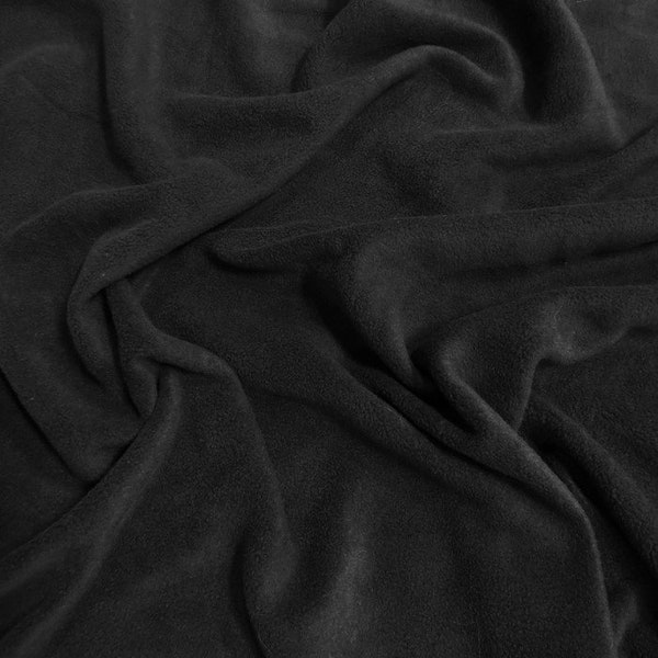 Fester Polarfleece-Stoff - SCHWARZ - Verkauft Massenware 60 "Breite