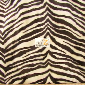 Zebra Print Velboa Faux Fur - Beige/Brown Medium Stripe - Sold By The Yard  - 58"/60" Width