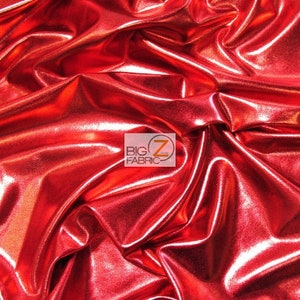 Metallic Foil Spandex Fabric - RED - Sold By The Yard 2 Way Stretch Shiny DIY Apparel Accessories Lining
