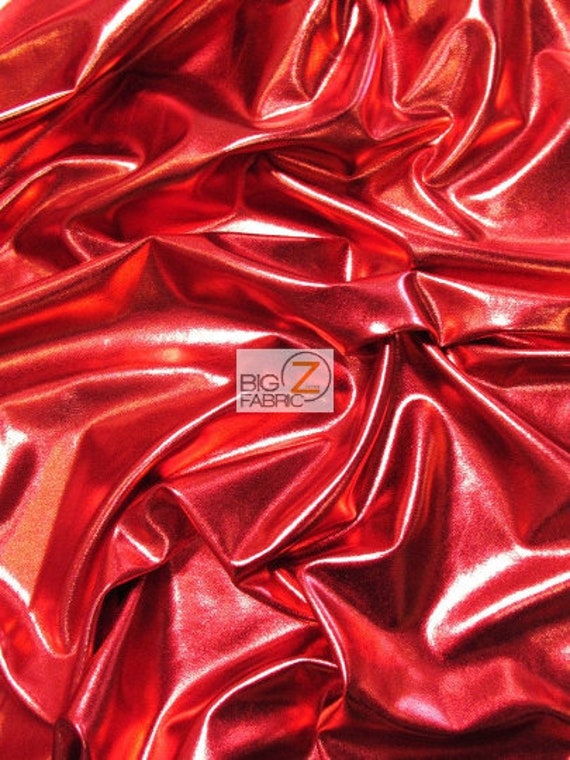 Metallic Foil Spandex Fabric RED Sold by the Yard 2 Way Stretch