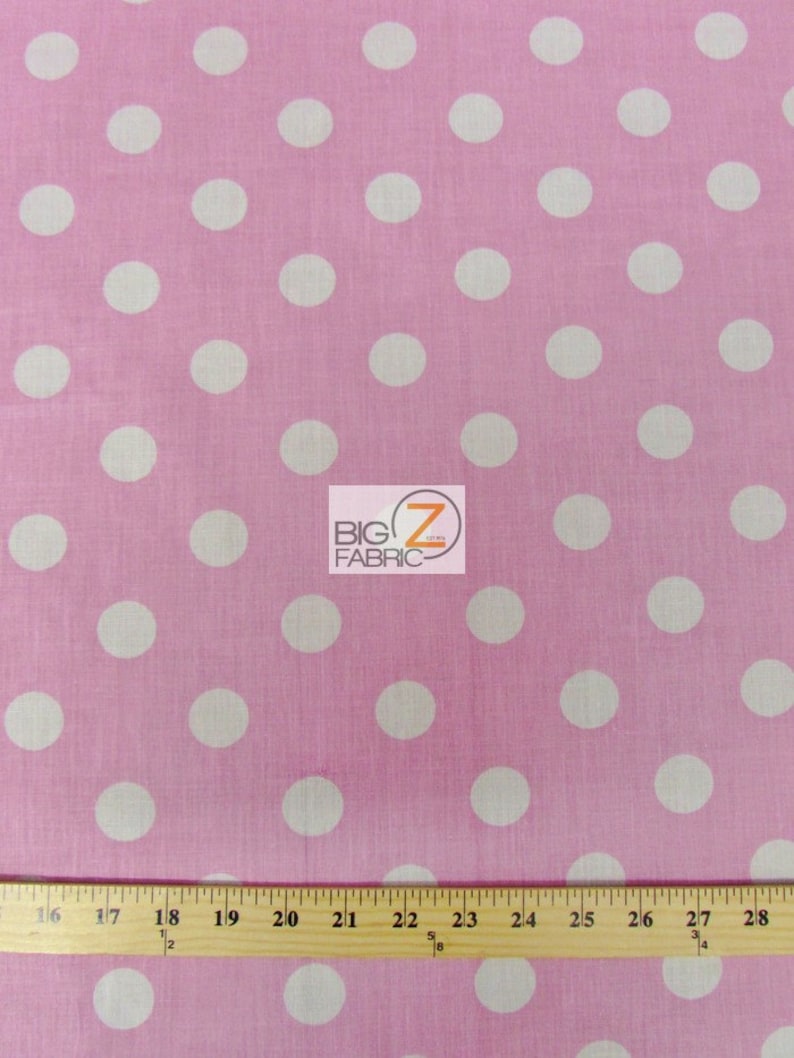 Big Polka Dot Polycotton Fabric LIGHT PINK/WHITE Dots Etsy