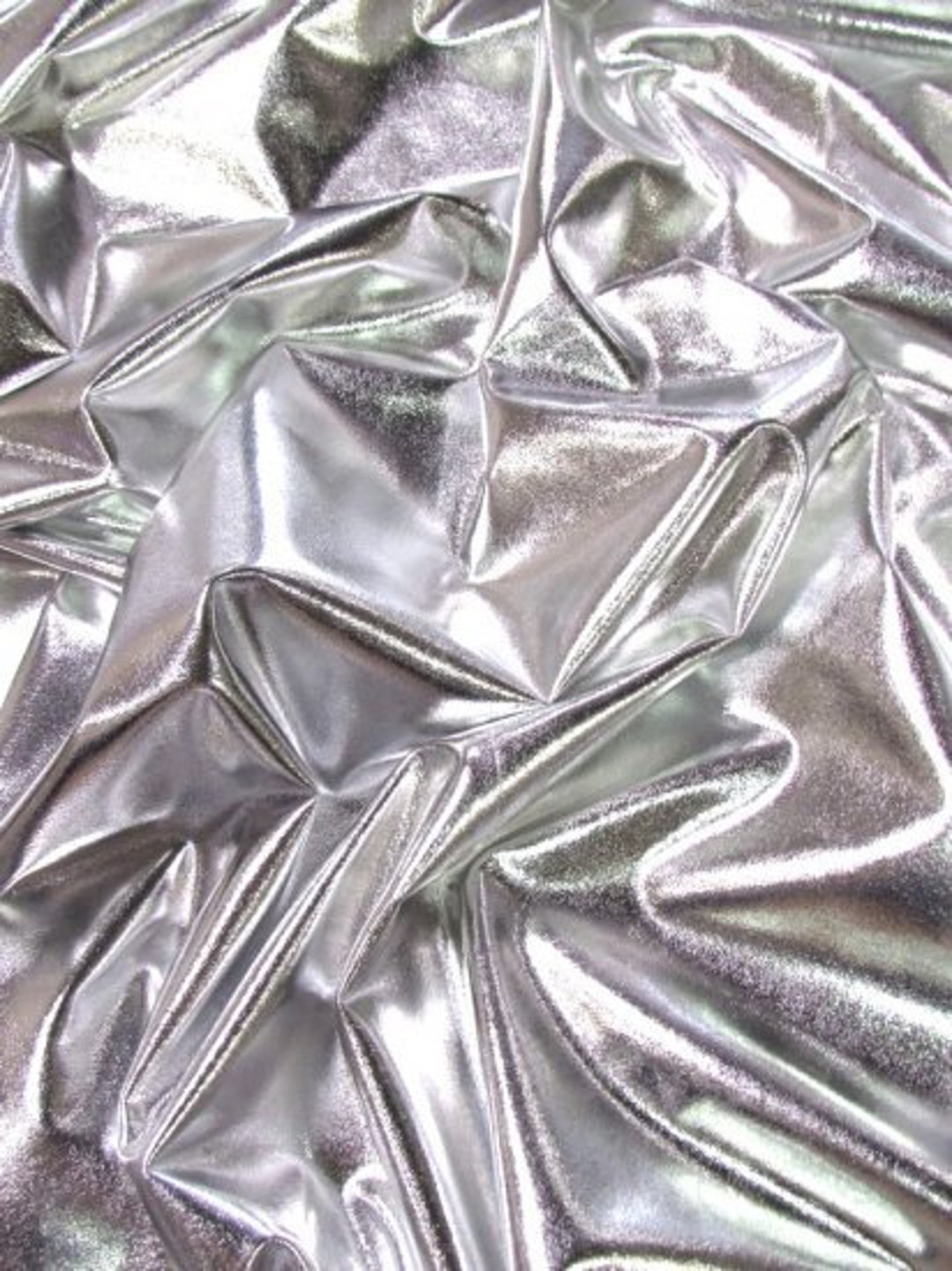 Metallic Foil Spandex Fabric SILVER Sold by the Yard 2 Way Stretch