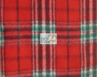 Tartan Plaid Polar Fleece Fabric - RED/GREEN - 60" Width Sold By The Yard DIY Blanket Clothing Lining