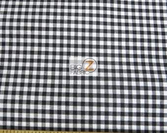 Mini Checkered Gingham Poly Cotton Fabric - BLACK - 58"/59" Width By The Yard Decor Squares Quilt Clothing Tablecloths Picnics