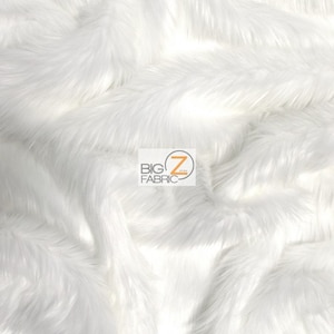 Solid Shaggy Faux Fur Fabric - WHITE - Sold By The Yard 64" Width Coats Costumes Scarfs Rugs Props Long Pile
