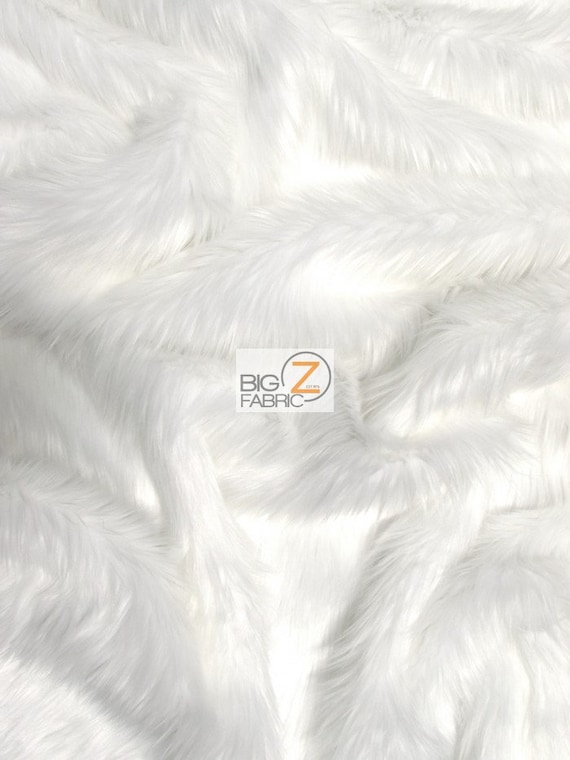 Shaggy Faux Fur Fabric by the Yard White