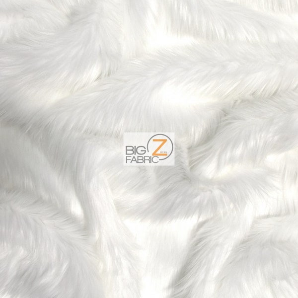 Solid Shaggy Faux Fur Fabric - WHITE - Sold By The Yard 64" Width Coats Costumes Scarfs Rugs Props Long Pile