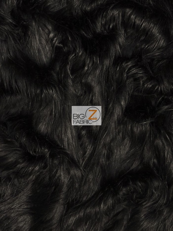 Black Faux Fur Fabric by the Yard