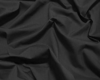 Solid Poly Cotton Fabric - BLACK - Sold By The Yard Polycotton 58"/60" Width