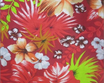 Poly Cotton Printed Fabric Flower Mix - RED - 58"/59" Width Sold By The Yard (P76)