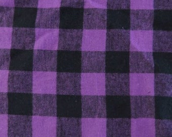 Tartan Plaid Uniform Apparel Flannel Fabric - Buffalo Black/Purple - 60" Wide By The Yard Pajamas Shirts Clothing #X