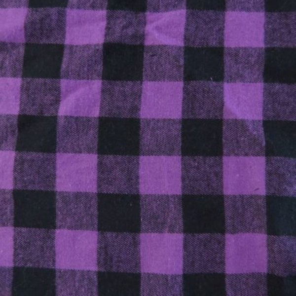 Tartan Plaid Uniform Apparel Flannel Fabric - Buffalo Black/Purple - 60" Wide By The Yard Pajamas Shirts Clothing #X