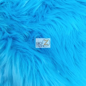 Shaggy Faux Fur Fabric by the Yard Light Blue