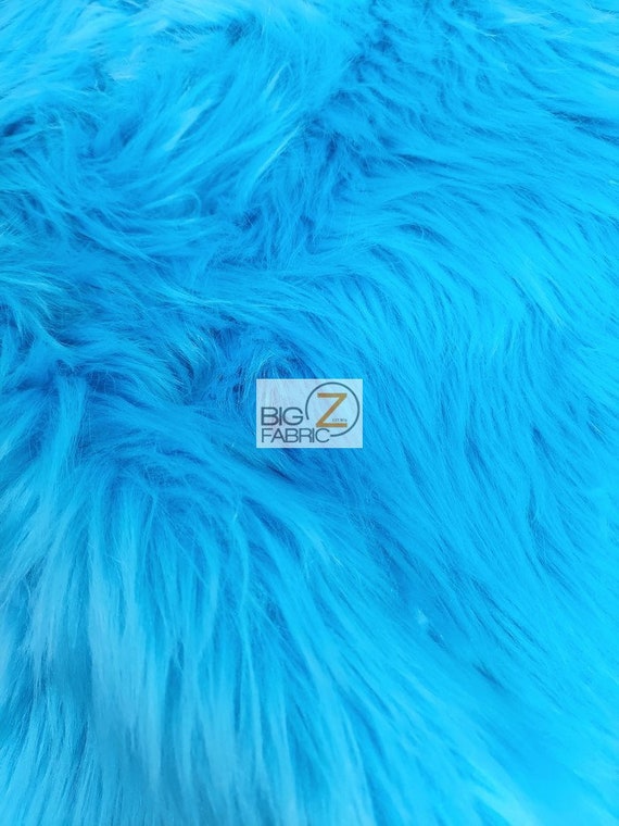 FabricLA Shaggy Faux Fake Fur Fabric - Half Yard (Baby Blue)