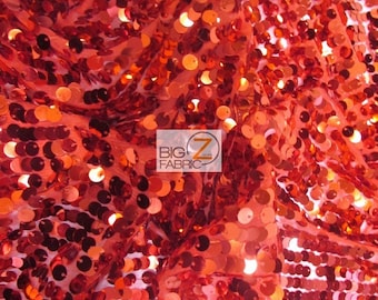 Lure™ Big Rain Drop 3/8" Sequin Mesh Fabric  - RED - Sold By The Yard DIY Dress Decor Accessories Shiny