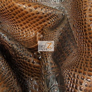 DuroLast™ Florida Gator 3D Embossed Vinyl Fabric - HONEY CARAMEL - By Yard Crocodile 2 Tone Faux Leather Upholstery Accessories
