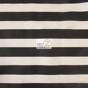 Striped/Stripe Poly Cotton Print Fabric  - Black/White Stripe 1&quot; -